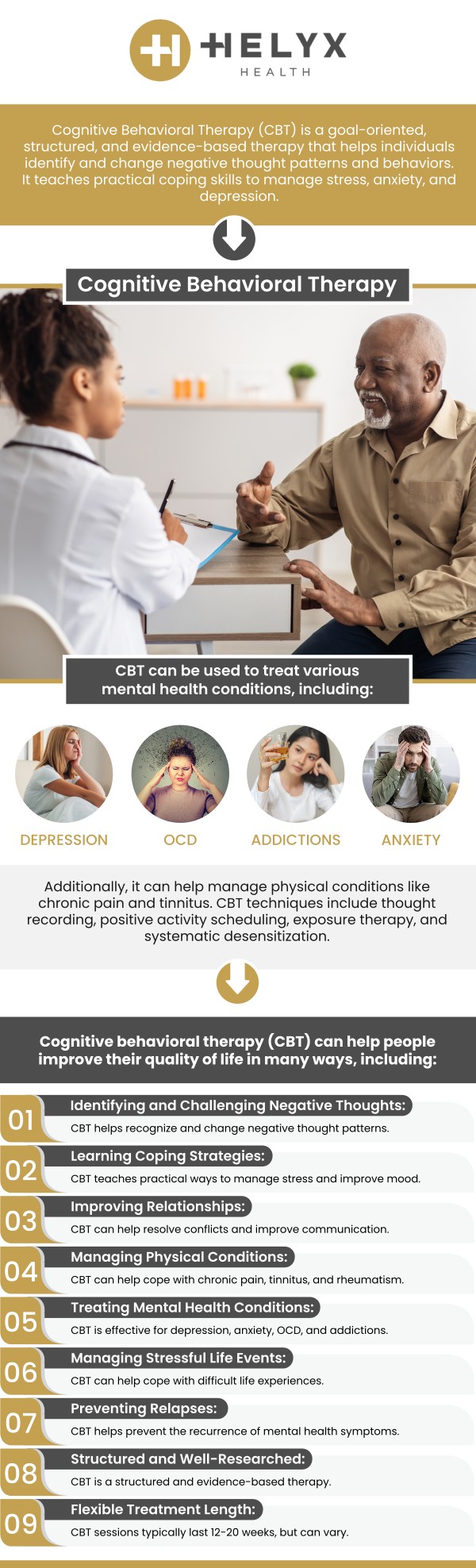Looking for cognitive behavioral therapy specialist near me? If you're seeking a therapeutic approach to address your mental health concerns and explore your thoughts and feelings, Cognitive Behavioral Therapy (CBT) may be a suitable option. Consult with the experienced mental health professionals at Helyx Health to address your mental health concerns. For more information, contact us or request an appointment online. We are located at 57 Post St Suite 604, San Francisco, CA 94104. Looking for cognitive behavioral therapy specialist near me? If you're seeking a therapeutic approach to address your mental health concerns and explore your thoughts and feelings, Cognitive Behavioral Therapy (CBT) may be a suitable option. Consult with the experienced mental health professionals at Helyx Health to address your mental health concerns. For more information, contact us or request an appointment online. We are located at 57 Post St Suite 604, San Francisco, CA 94104.