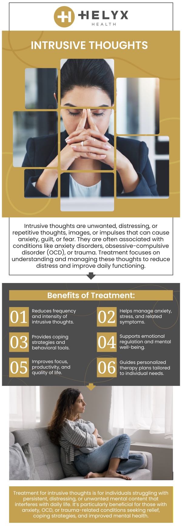 Intrusive thoughts can be distressing and disruptive, but effective treatment options help you regain control and peace of mind. Therapy, particularly Cognitive Behavioral Therapy (CBT), provides proven strategies to manage and reframe these unwanted thoughts without distress. By addressing the root causes and teaching you coping mechanisms, our experienced mental health professionals empower you to reduce the frequency and intensity of intrusive thoughts, leading to a calmer and more focused mind. For more information, contact us today or schedule an appointment online today. We serve patients across the state of California, including locations in Palo Alto, Beverly Hills, and San Francisco, CA. Intrusive thoughts can be distressing and disruptive, but effective treatment options help you regain control and peace of mind. Therapy, particularly Cognitive Behavioral Therapy (CBT), provides proven strategies to manage and reframe these unwanted thoughts without distress. By addressing the root causes and teaching you coping mechanisms, our experienced mental health professionals empower you to reduce the frequency and intensity of intrusive thoughts, leading to a calmer and more focused mind. For more information, contact us today or schedule an appointment online today. We serve patients across the state of California, including locations in Palo Alto, Beverly Hills, and San Francisco, CA.